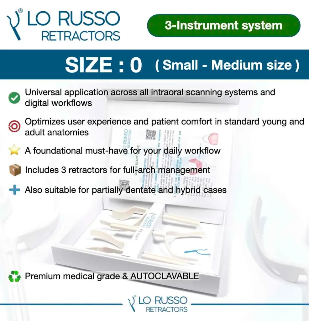 LO RUSSO RETRACTORS - dental retractor system Size 0 (Small - Medium)